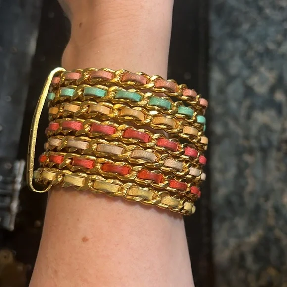 Rare CHANEL 1993 Cruise 7 Color Bangle Set - Picture 3 of 5